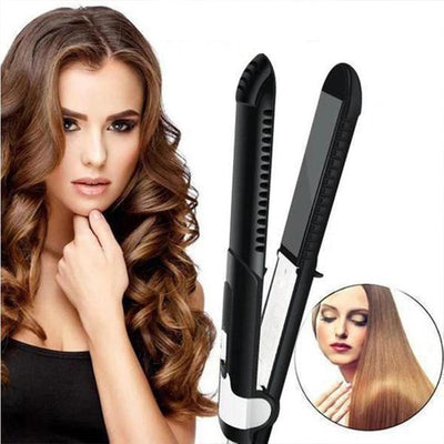 New Anti-Static Ceramic 2 in 1 Straightener and Curling Iron Dual